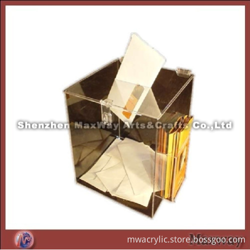 Countertop Square Colored Acrylic Locking Ballot/Donation Box with Pocket